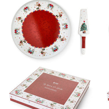 NUVOLE DI STOFFA Piatto con Palatorta in Porcellana con Scatola "LA GIOSTRA DI AMELIE"