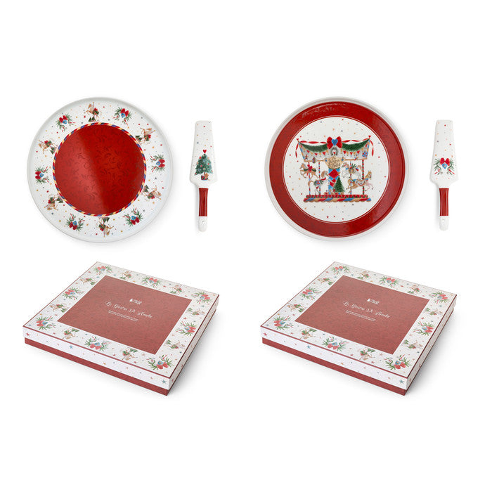 NUVOLE DI STOFFA Piatto con Palatorta in Porcellana con Scatola "LA GIOSTRA DI AMELIE"