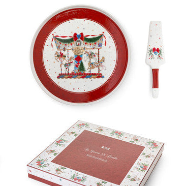 NUVOLE DI STOFFA Piatto con Palatorta in Porcellana con Scatola "LA GIOSTRA DI AMELIE"