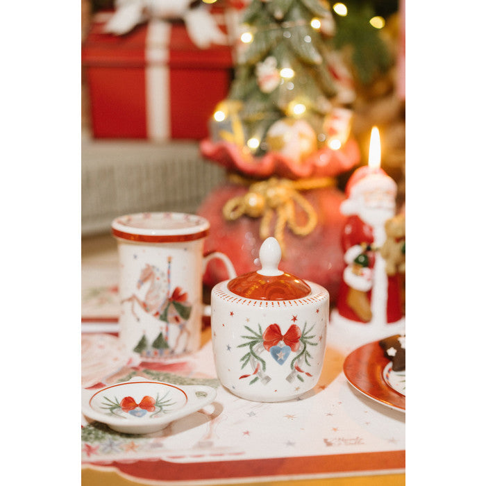 NUVOLE DI STOFFA Zuccheriera in Porcellana con Scatola "LA GIOSTRA DI AMELIE"