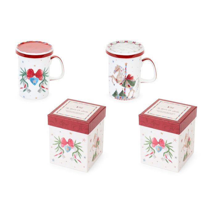 NUVOLE DI STOFFA Tazza in Porcellana con Coperchio e Scatola "LA GIOSTRA DI AMELIE"