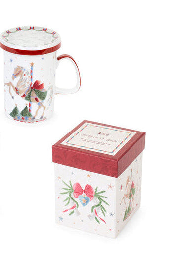 NUVOLE DI STOFFA Tazza in Porcellana con Coperchio e Scatola "LA GIOSTRA DI AMELIE"