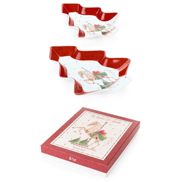NUVOLE DI STOFFA Set 2 Piatti Albero in Porcellana con Scatola "LA GIOSTRA DI AMELIE"