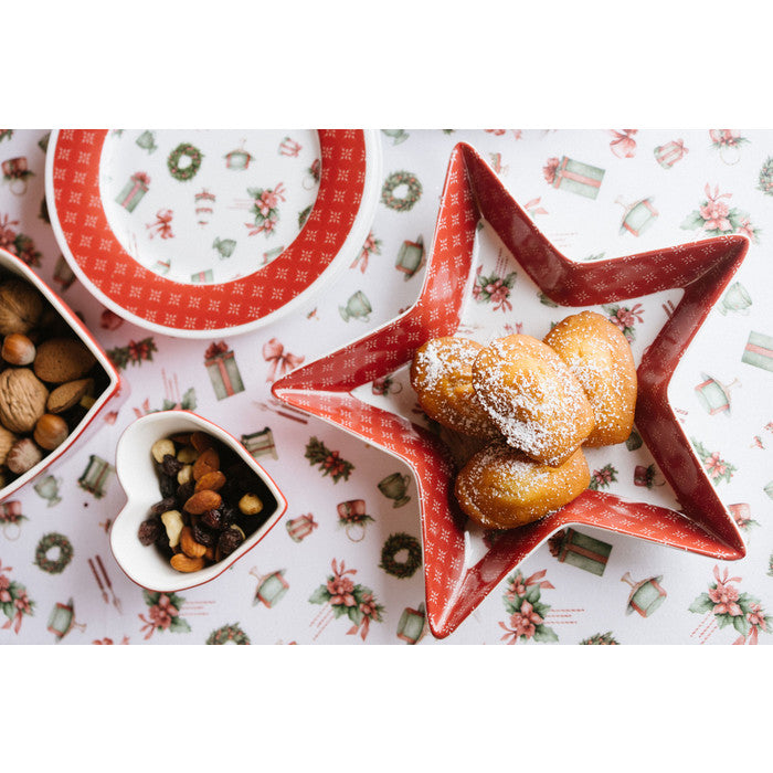 NUVOLE DI STOFFA Set 2 Piatti Stella Portacioccolatini "STORIA DI NATALE"
