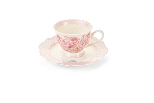 NUVOLE DI STOFFA Set 6 Tazze con Piattino in Porcellana "FIORIRÀ"