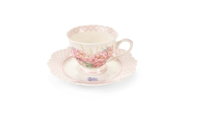 NUVOLE DI STOFFA Set 6 Tazze con Piattino in Porcellana "FIORIRÀ"