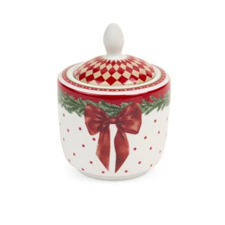 NUVOLE DI STOFFA Zuccheriera con Fiocco "VINTAGE TOYS" in Porcellana con Scatola