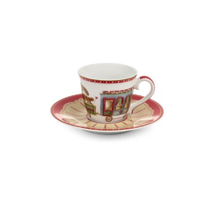 NUVOLE DI STOFFA Set 2 Tazzine con Piattino "VINTAGE TOYS" in Porcellana con Scatola