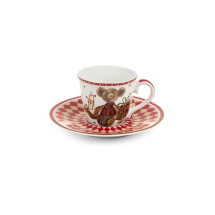NUVOLE DI STOFFA Set 2 Tazzine con Piattino "VINTAGE TOYS" in Porcellana con Scatola
