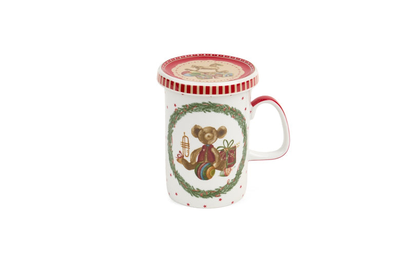 NUVOLE DI STOFFA Tisaniera con Coperchio "VINTAGE TOYS" in Porcellana e Scatola