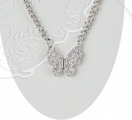 COCCOLE DI CASA Collana Farfalla Argentata con Sacchetto