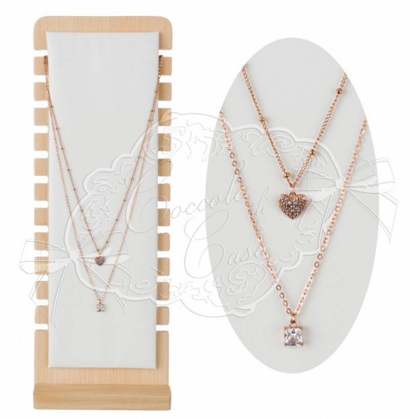 COCCOLE DI CASA Collana con Cuore Oro Rosa e Punto Luce con Sacchetto