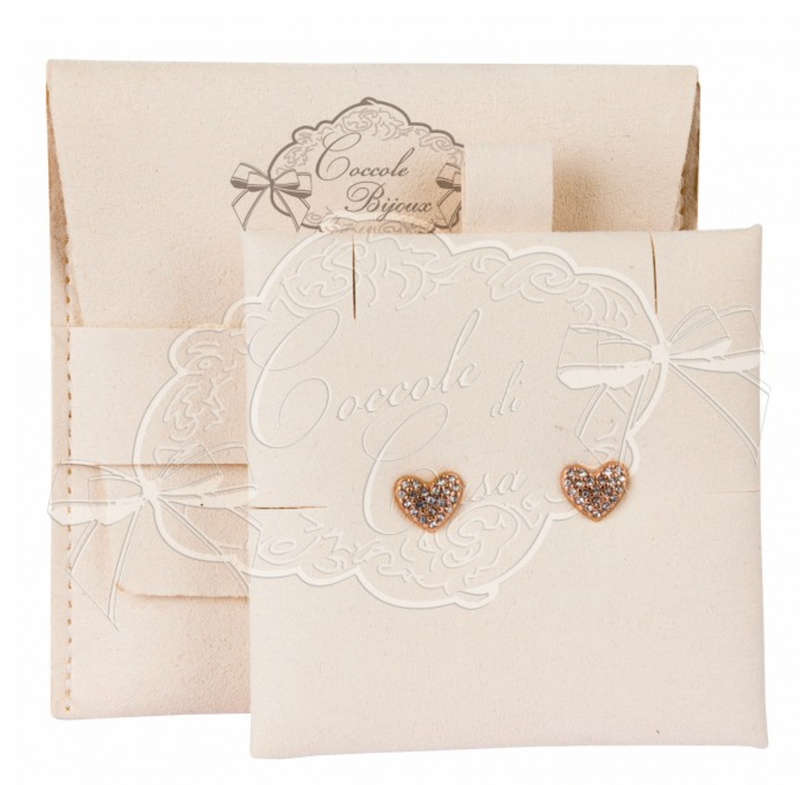 COCCOLE DI CASA Orecchini Cuore Oro Rosa con Sacchetto