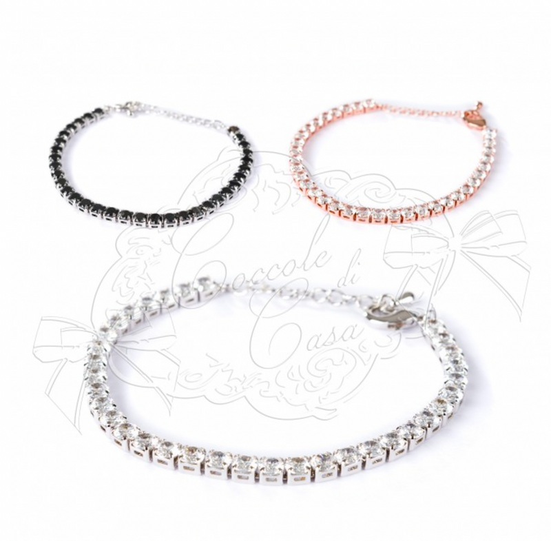 COCCOLE DI CASA Bracciale Tennis con Strass e Sacchetto