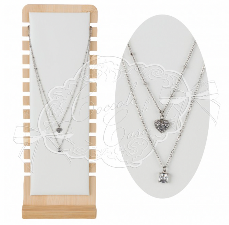 COCCOLE DI CASA Collana con Cuore Argentata e Punto Luce con Sacchetto