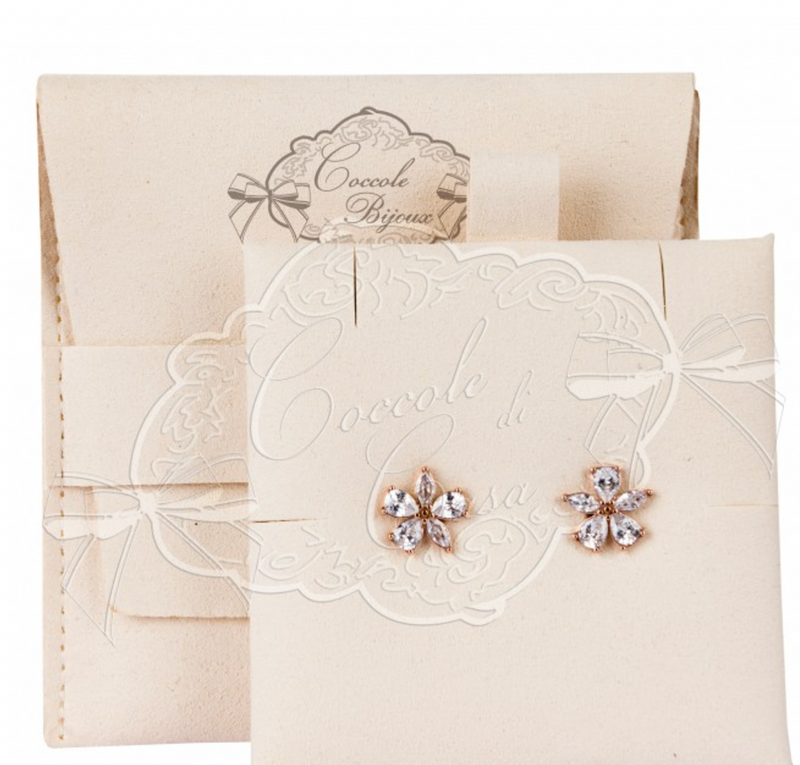 COCCOLE DI CASA Orecchini Margherita Punto Luce Oro Rosa con Sacchetto