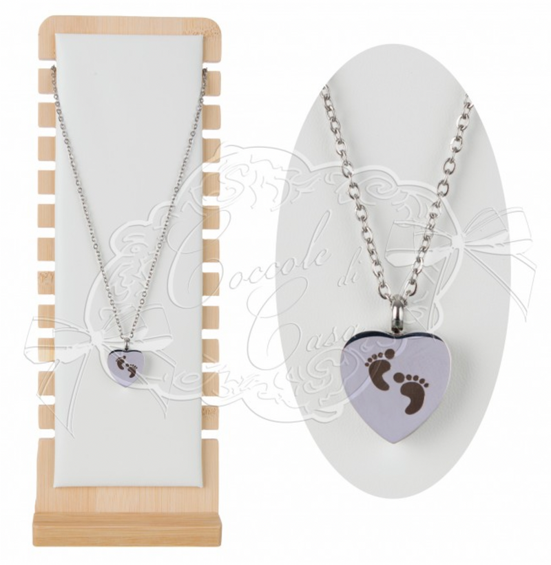 COCCOLE DI CASA Collana Nascita con Cuore e Sacchetto