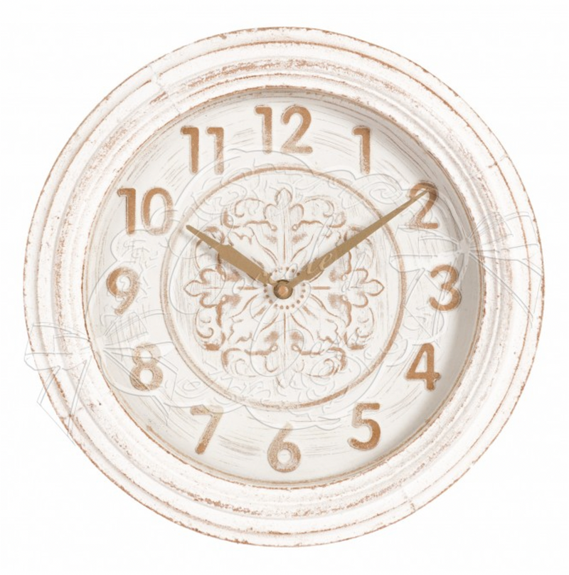 COCCOLE DI CASA Orologio in Legno Bianco Anticato "GIGLIO" Piccolo