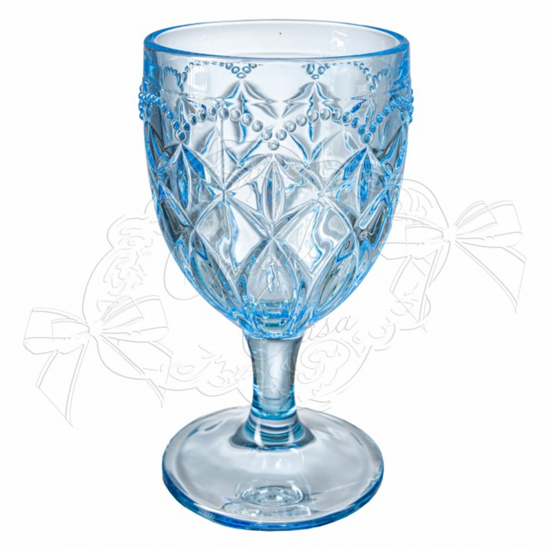 COCCOLE DI CASA Servizio da 6 Bicchieri Calice Celeste Polvere "Pearl" in Vetro