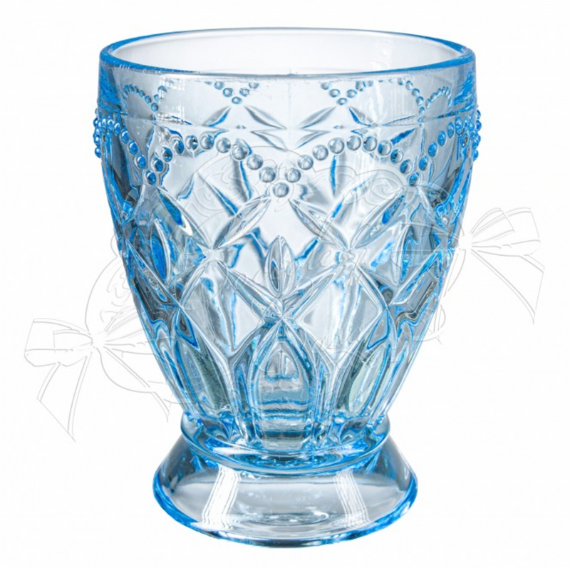 COCCOLE DI CASA Servizio da 6 Bicchieri Acqua Celeste polvere "Pearl" in Vetro