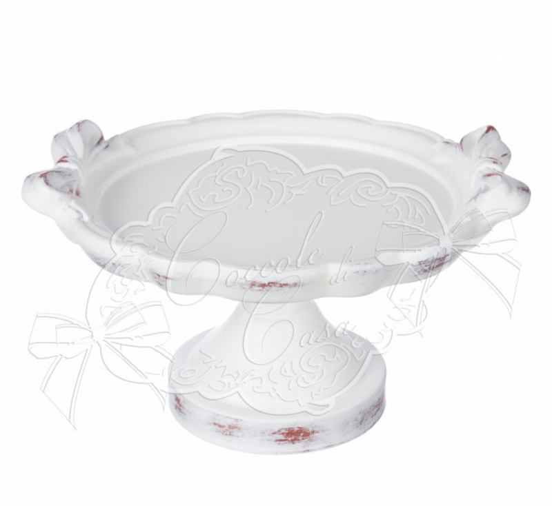 COCCOLE DI CASA Alzatina Bianca in Legno "Tracy" Smerlata con Fiocchi