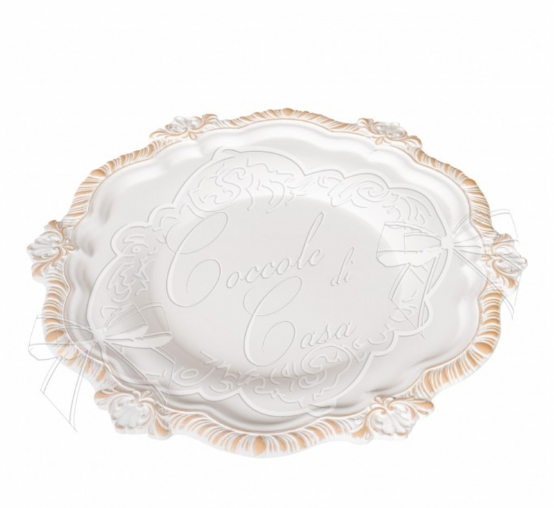 COCCOLE DI CASA Vassoio/Sottopiatto Bianco Decapato in Resina "Margaret"
