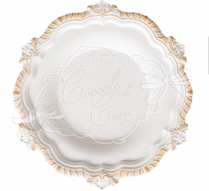 COCCOLE DI CASA Vassoio/Sottopiatto Bianco Decapato in Resina "Margaret"