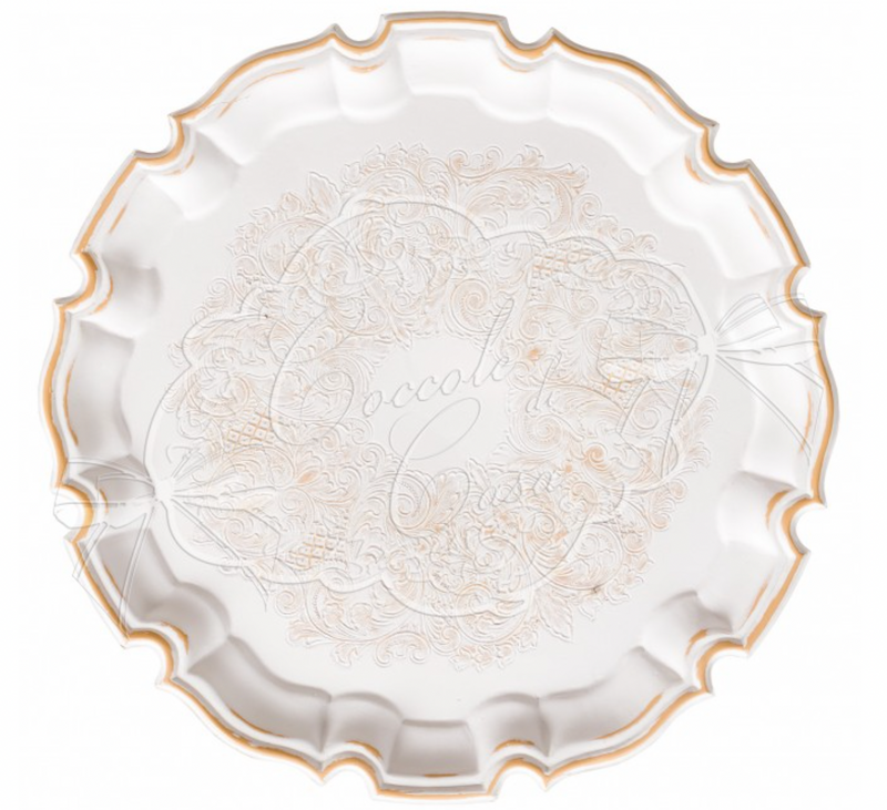 COCCOLE DI CASA Vassoio/Sottopiatto Bianco Decapato in Resina "Daisy"