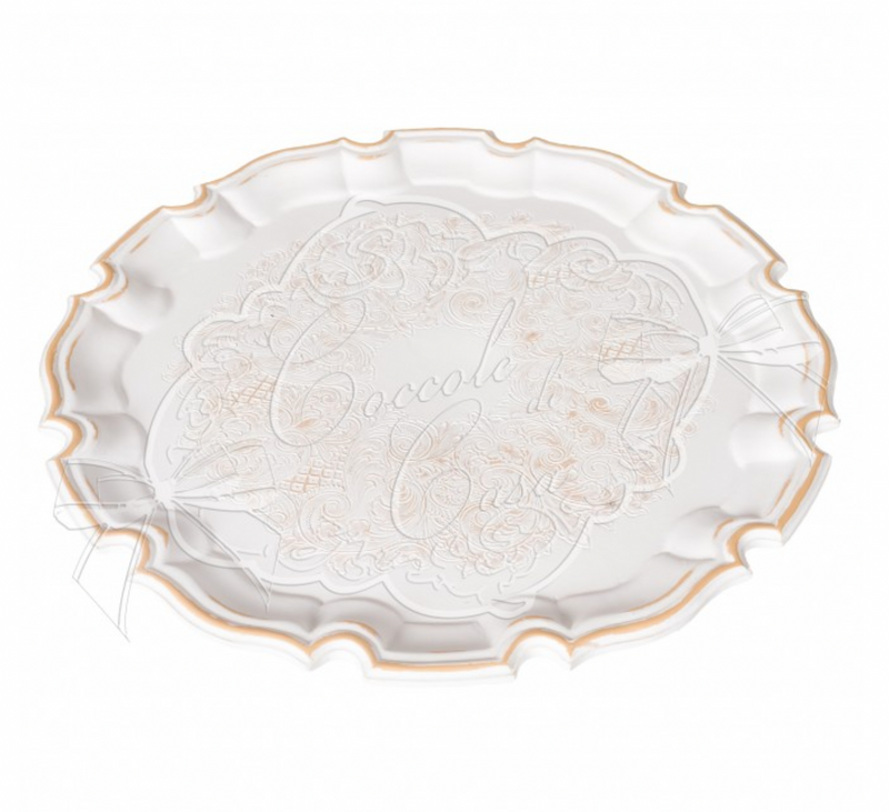 COCCOLE DI CASA Vassoio/Sottopiatto Bianco Decapato in Resina "Daisy"