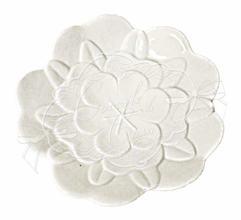 COCCOLE DI CASA Piattino Camelia In Ceramica Bianca