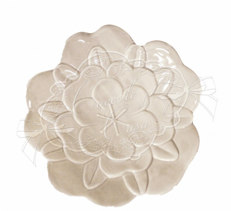 COCCOLE DI CASA Piattino Camelia In Ceramica Tortora