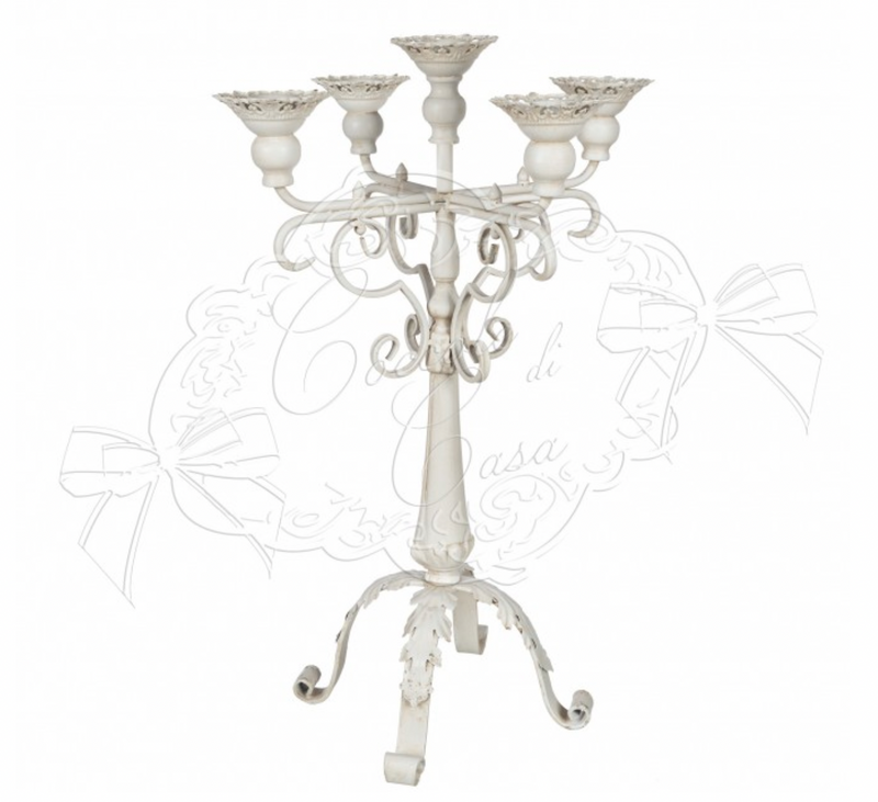 COCCOLE DI CASA Candeliere in Ferro Crema 5 Fiamme 75 cm "Evan"