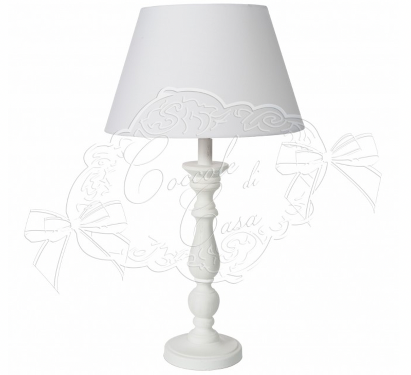 COCCOLE DI CASA Lampada in Legno con Paralume Bianco in Lino "Gaia"