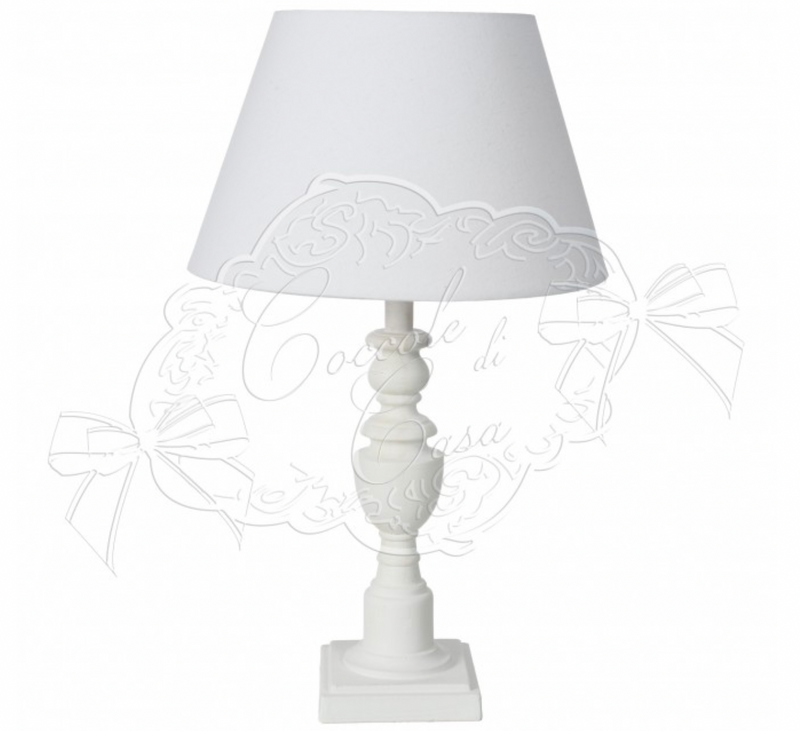 COCCOLE DI CASA Lampada in Legno con Paralume Bianco in Lino "Liana"