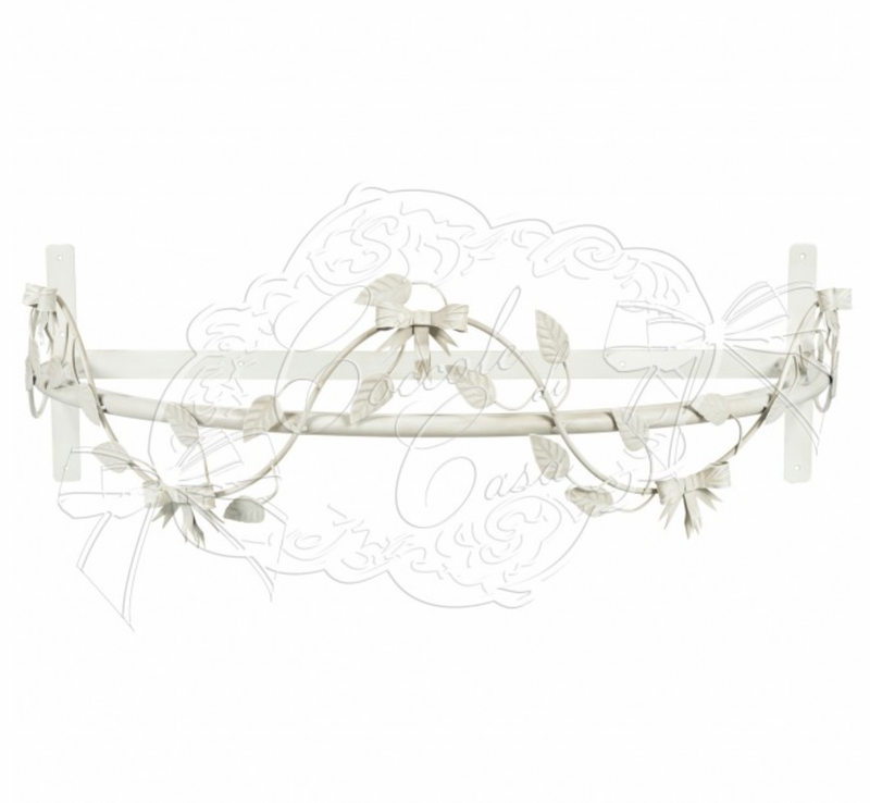 COCCOLE DI CASA Cielo Letto in Ferro Crema "Flock" con Fiocchi