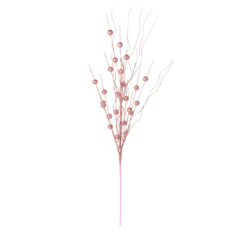 NUVOLE DI STOFFA Ramo Decorativo Blush con Bacche Glitterate 70 cm