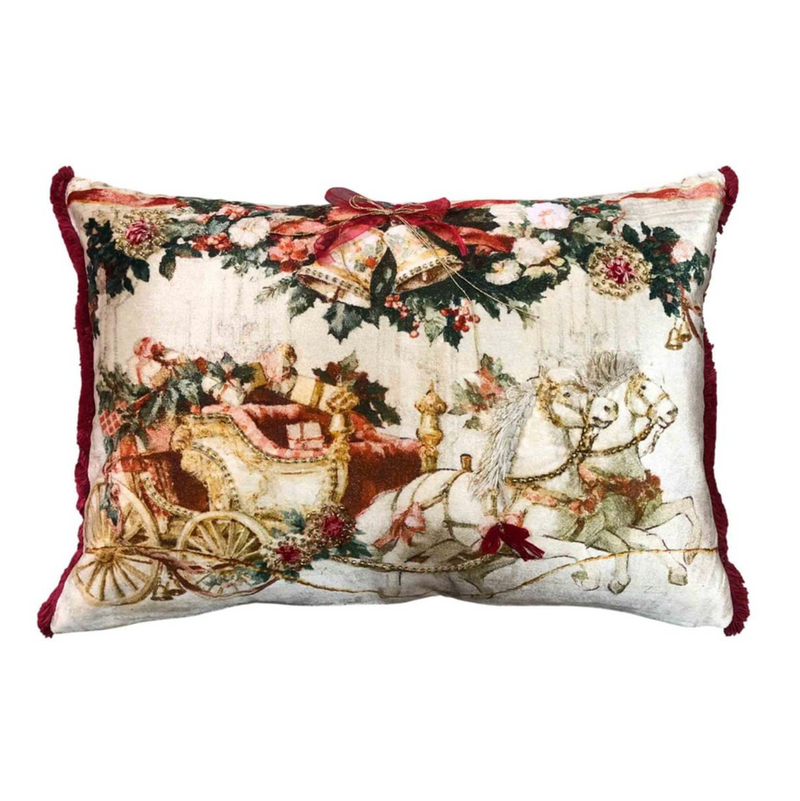 BLANC MARICLÒ Cuscino Natalizio Con Carrozza “CALESSI E CALESSINI” 35 × 50 Cm