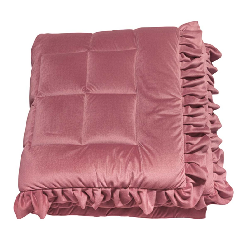 BLANC MARICLÒ Trapunta Matrimoniale In Velluto Con Gale “DIAMANTE VELLUTO” Rosa 260 × 260 Cm