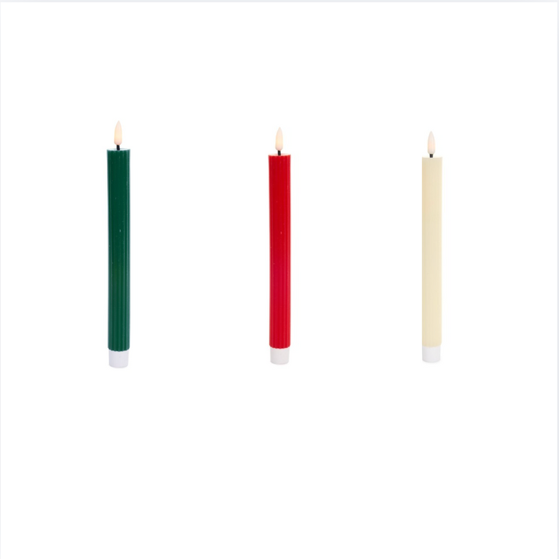 NUVOLE DI STOFFA Set 2 Candele con LED Rosso / Verdone / Avorio