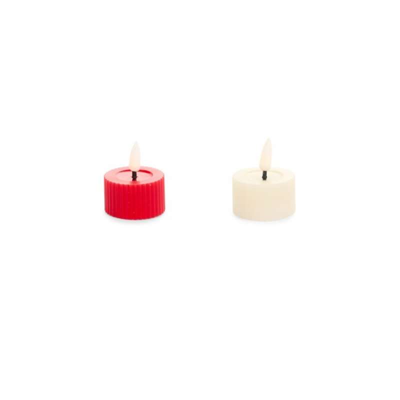 NUVOLE DI STOFFA Set 2 Candele Tealight con LED Rosso / Avorio