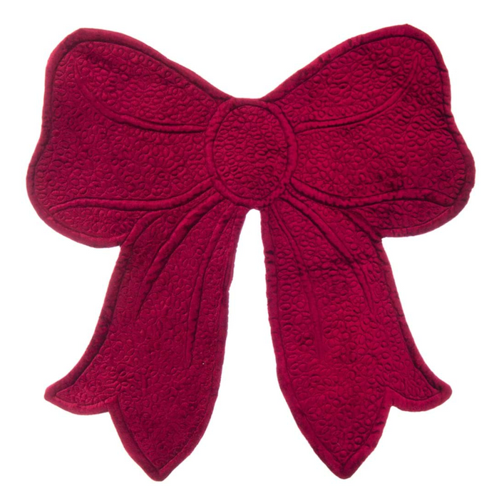 BLANC MARICLÒ Tovaglietta Fiocco Rosso In Velluto "VELLUTO COLLECTION"