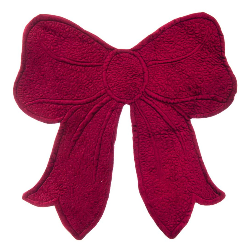 BLANC MARICLÒ Tovaglietta Fiocco Rosso In Velluto "VELLUTO COLLECTION"