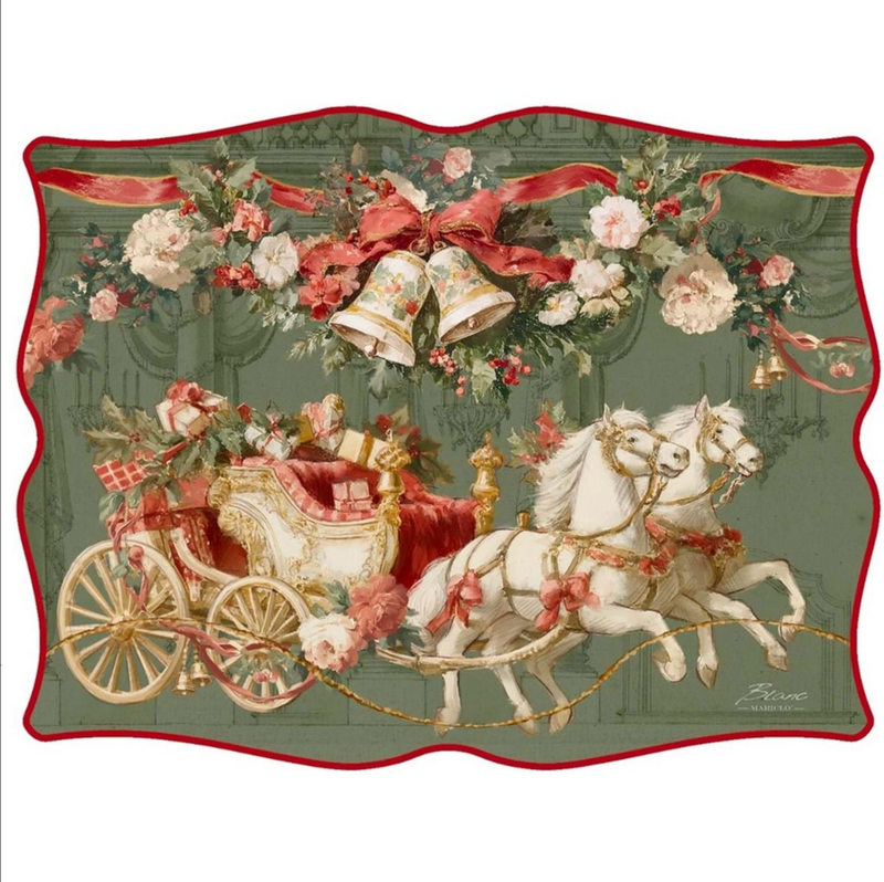 BLANC MARICLÒ Tovaglietta Natalizia In Vinile “CALESSI E CALESSINI” 31 × 45 Cm