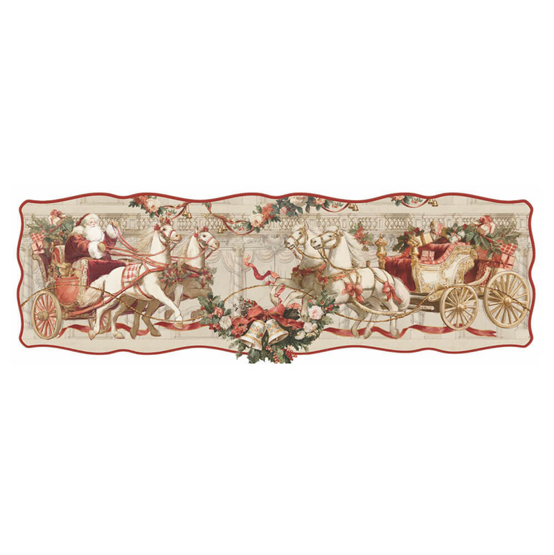 BLANC MARICLÒ Tappeto Natalizio In Vinile “CALESSI E CALESSINI” 50 × 160 Cm