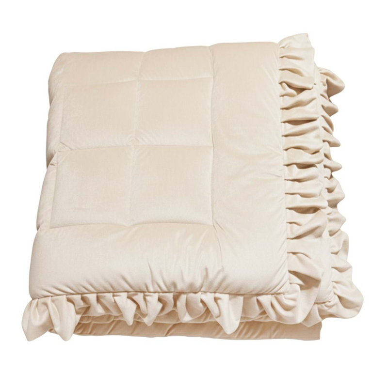 BLANC MARICLÒ Trapunta Matrimoniale In Velluto Con Gale “DIAMANTE VELLUTO” Beige 260 × 260 Cm