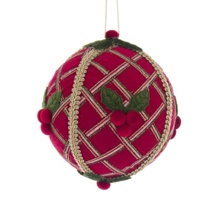 BLANC MARICLÒ Sfera Natalizia “FASTO ANTICO” In Tessuto E Polifoam 16 Cm