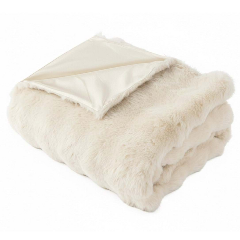 BLANC MARICLÒ Plaid In Eco Pelliccia Panna 130 X 170 Cm