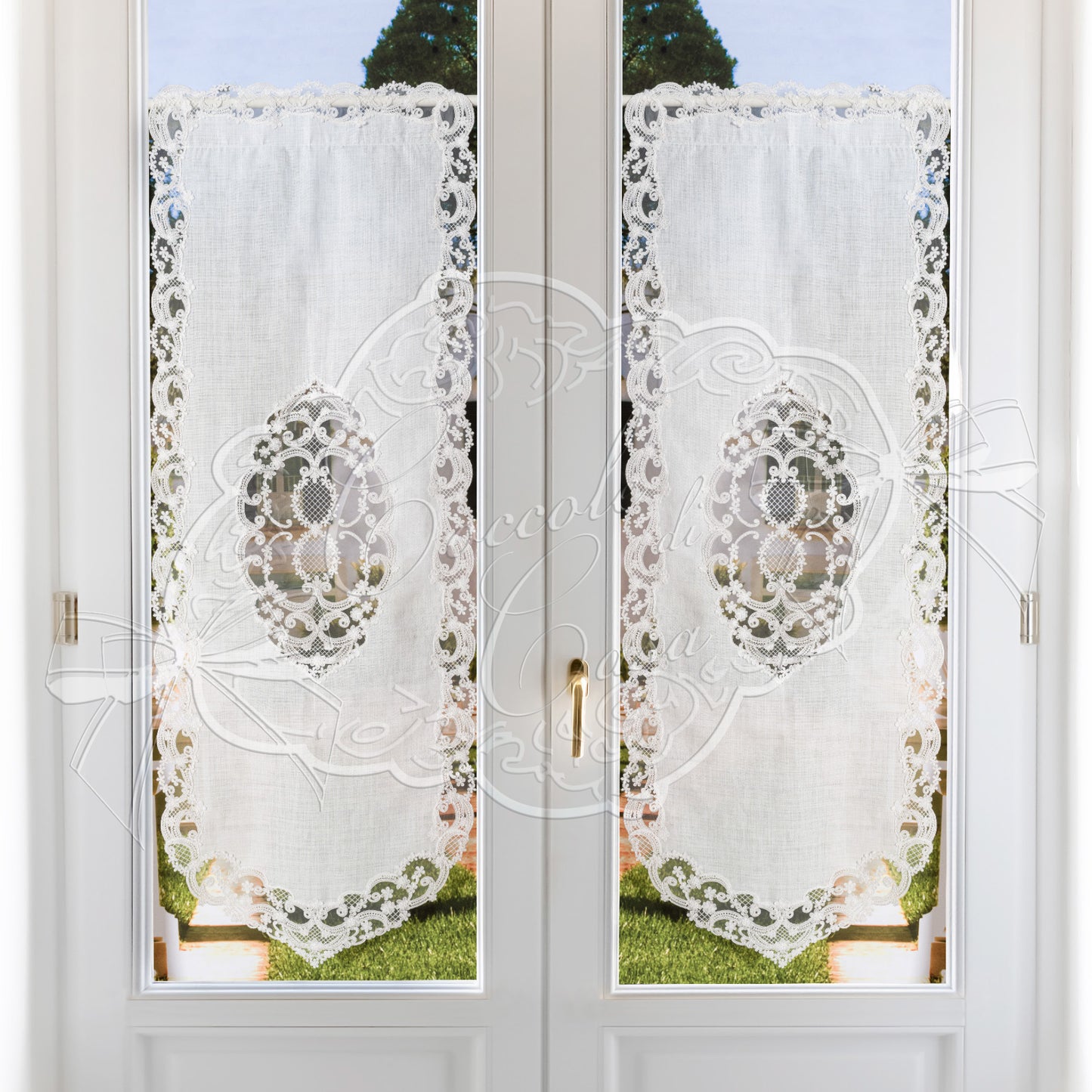L.JASMINE LINEN WINDOW CURTAIN WITH LACE160