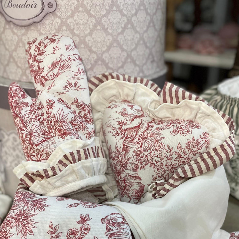 COCCOLE DI CASA Set Guanto e Presina Cuore Etoile Bordeaux