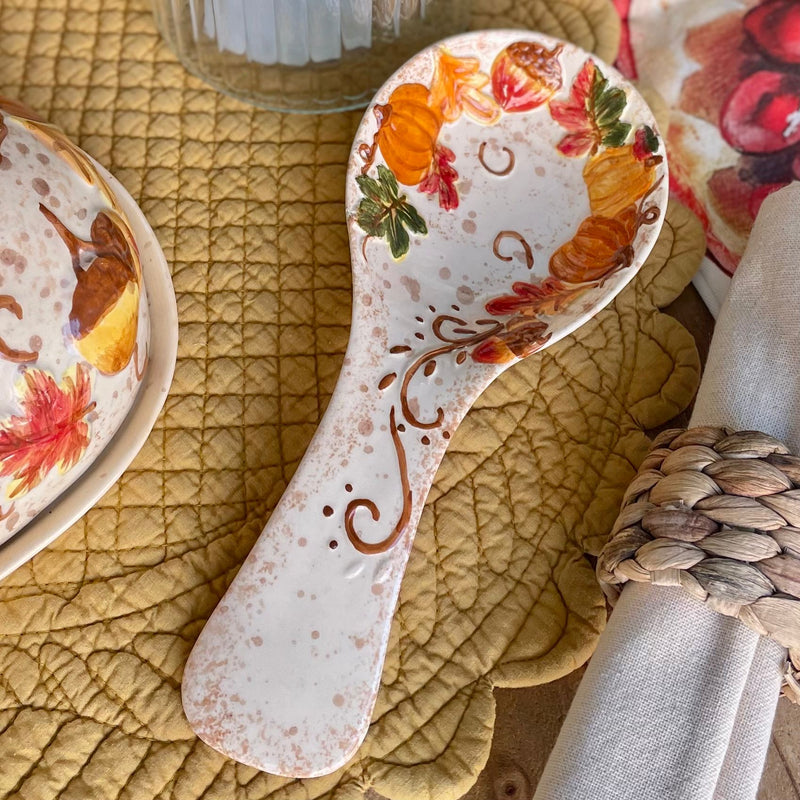 Poggia Mestolo Autunnale in Ceramica con Zucche